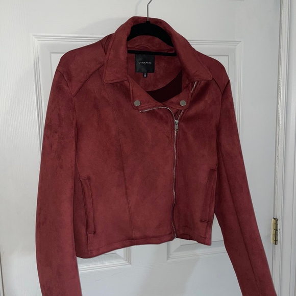 Dynamite Burgundy Suede Moto Jacket - Picture 5 of 9